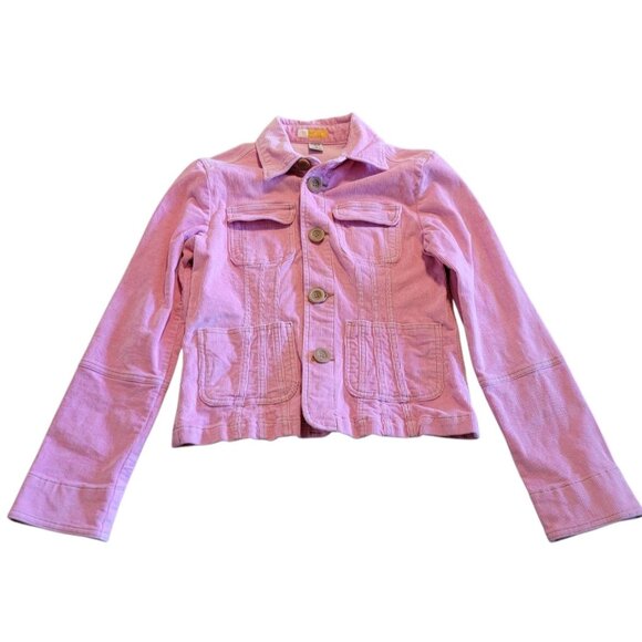 Antropologie Tulle Corduroy‎ Jacket Shacket Button Up Women's L Pink - Picture 1 of 11